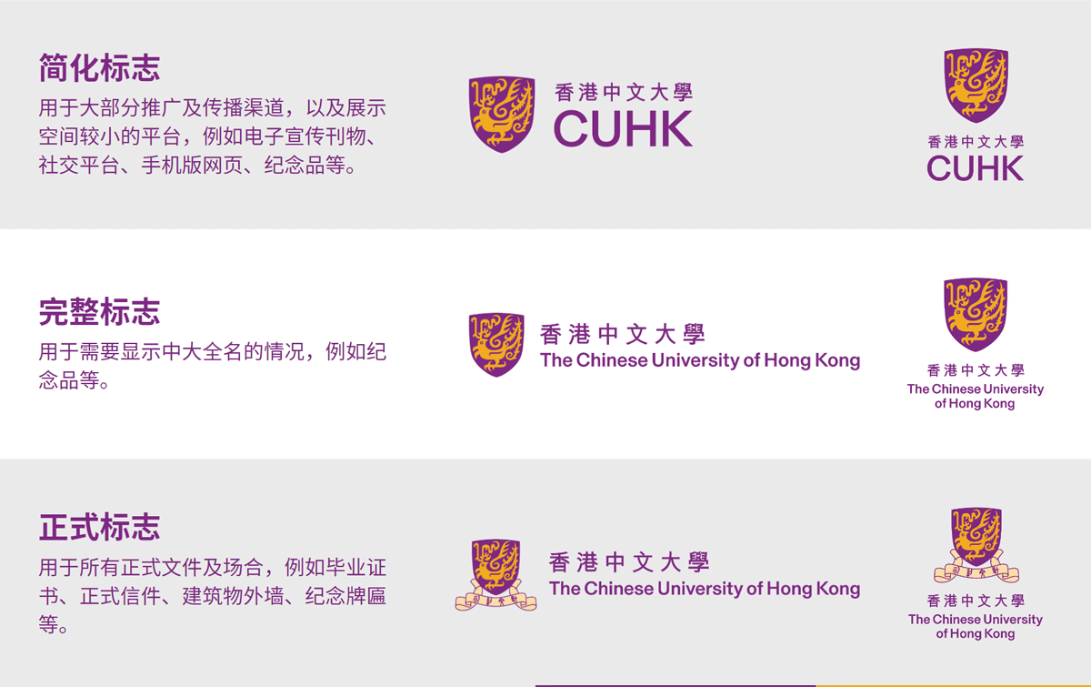 香港中文大學LOGO圖形設計的簡化版和正式版對比